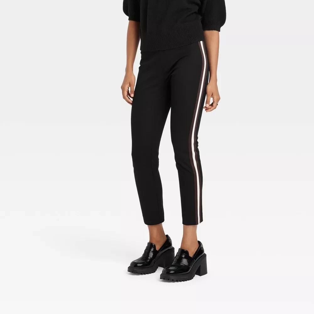 A New Day Black Pants with White and Brown Accents